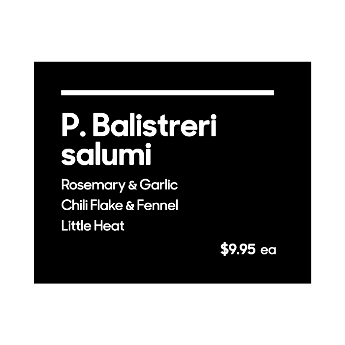 P. Balistreri Salami Pricing Sign