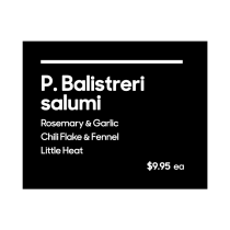 P. Balistreri Salami Pricing Sign